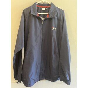 RARE Vintage FILA Sports Mens Jacket XLarge Navy Full‎ Zip Windbreaker Coat